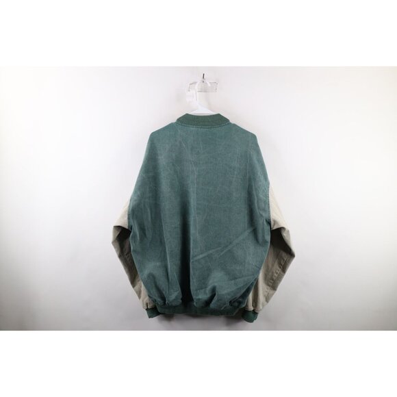 Vintage 90s Streetwear Mens XL Faded Color Block Denim Varsity Jacket Bomber USA - Picture 11 of 14